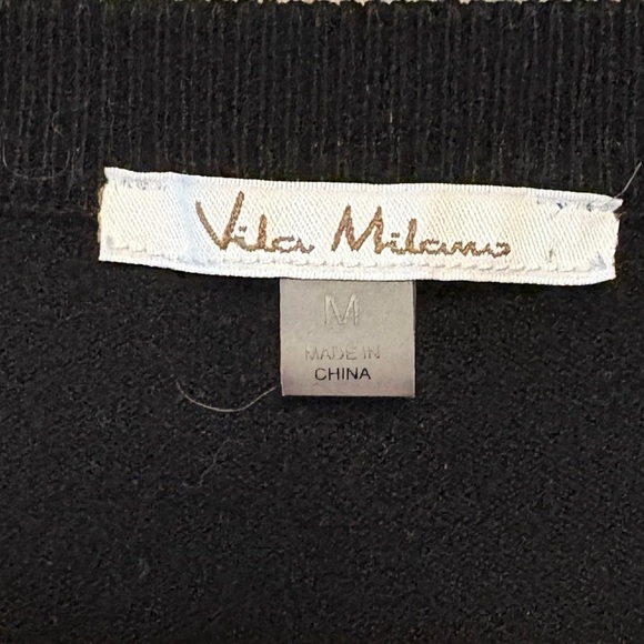 Vila Milano Black Rhinestone HO HO HO Lightweight Sweater, Womens size Medium - Picture 6 of 12